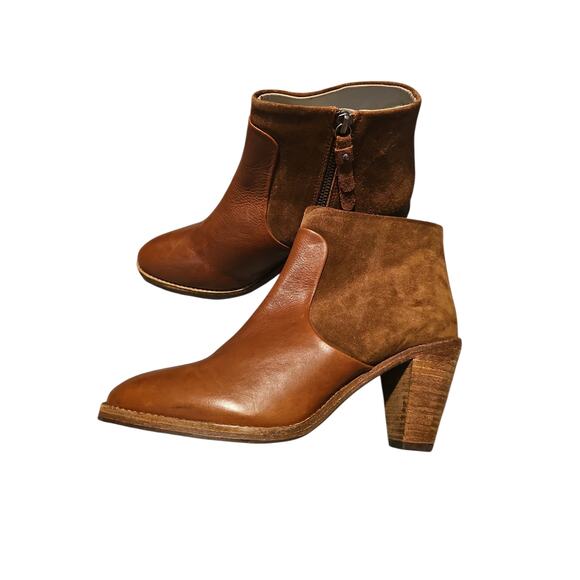 Boden sz 40 Harper brown leather suede ankle heel boots sz 8.5 bootie - Picture 1 of 8